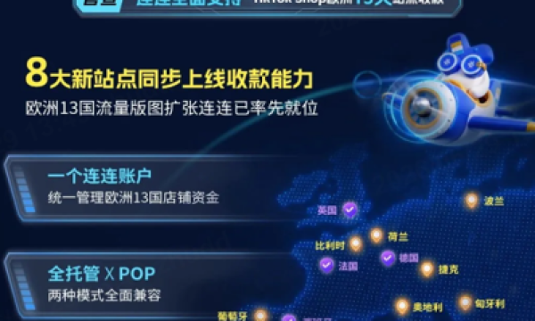 连连数字实现TikTok Shop欧洲13国收款全覆盖 助力跨境商家深耕欧洲市场